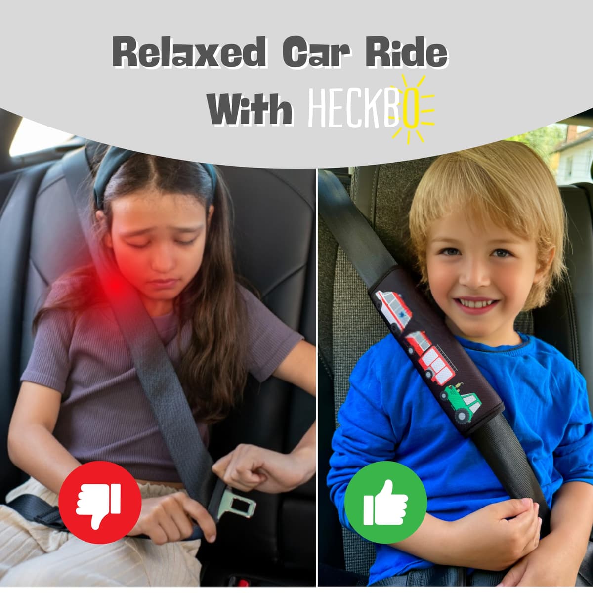 HECKBO 1x Kids Car Seat Belt Pads Seat Belt Protectors - Cars - Seat Belt Pads for Kids and Babies- Ideal for any Seat Belt Car Booster Seat Kids Bicycle — view 4