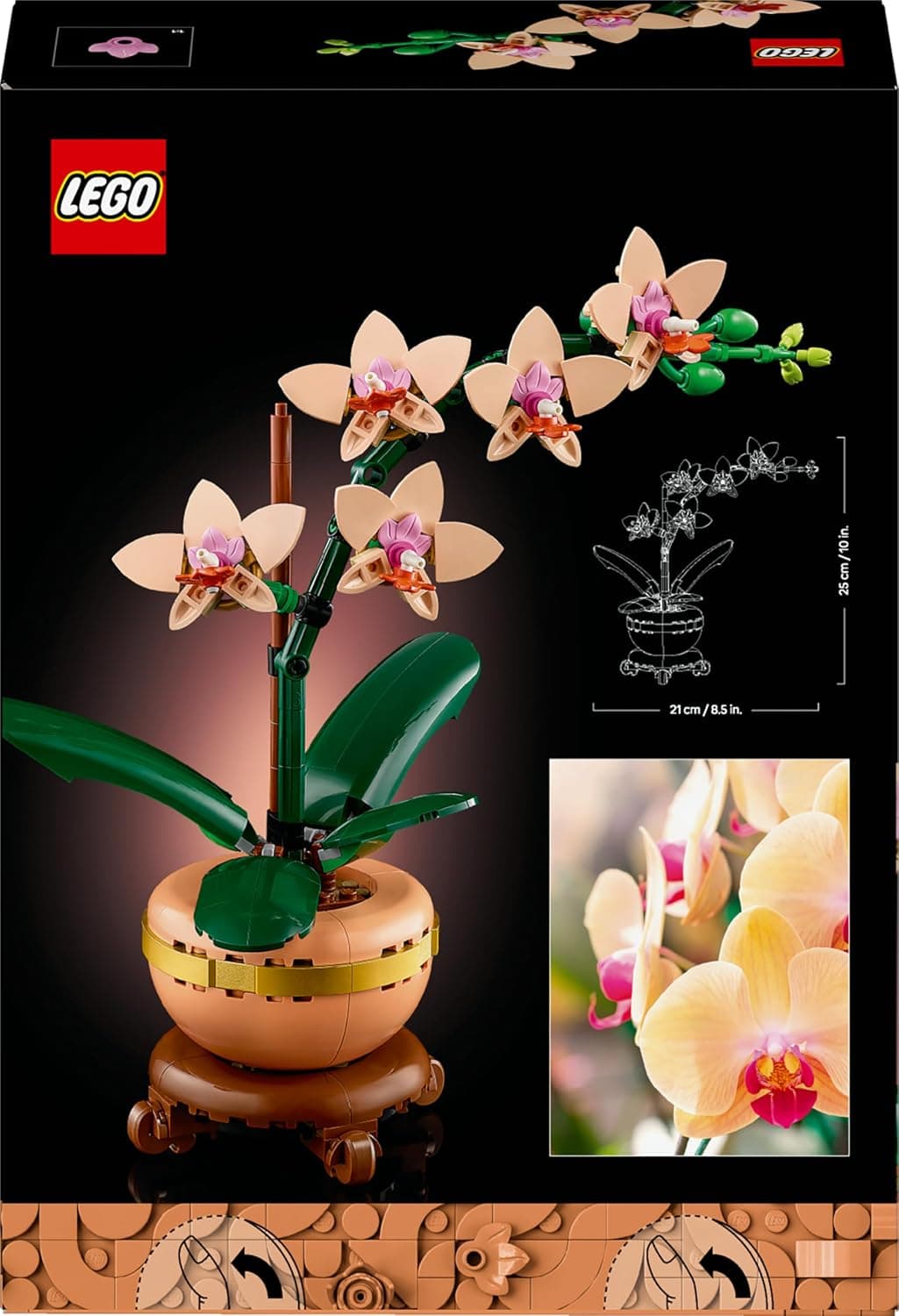 LEGO Botanicals Mini Orchid - Artificial Flowers Set for Adults - Indoor Plant with Terracotta Style Flowerpot - DIY Home Decor Gift Idea - 10343 — view 11