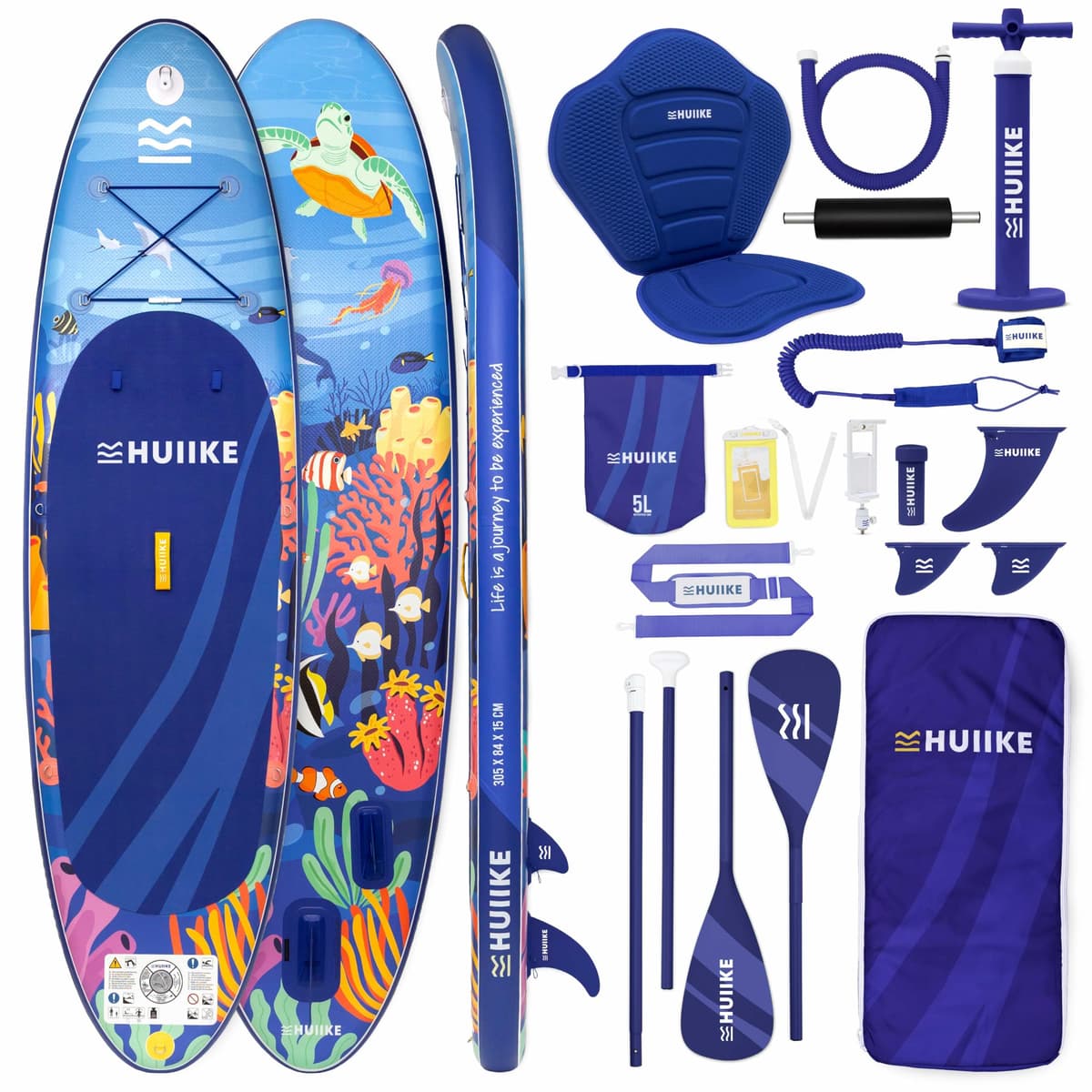 HUIIKE Tabla Paddle Surf Hinchable con Accesorios Incluidos, Remo, Quillas, Inflador. Stand Up Paddle Board Gran Estabilidad y Resistencia. 305 x 84 x 15 cm, Soporta hasta 130 kg — view 20