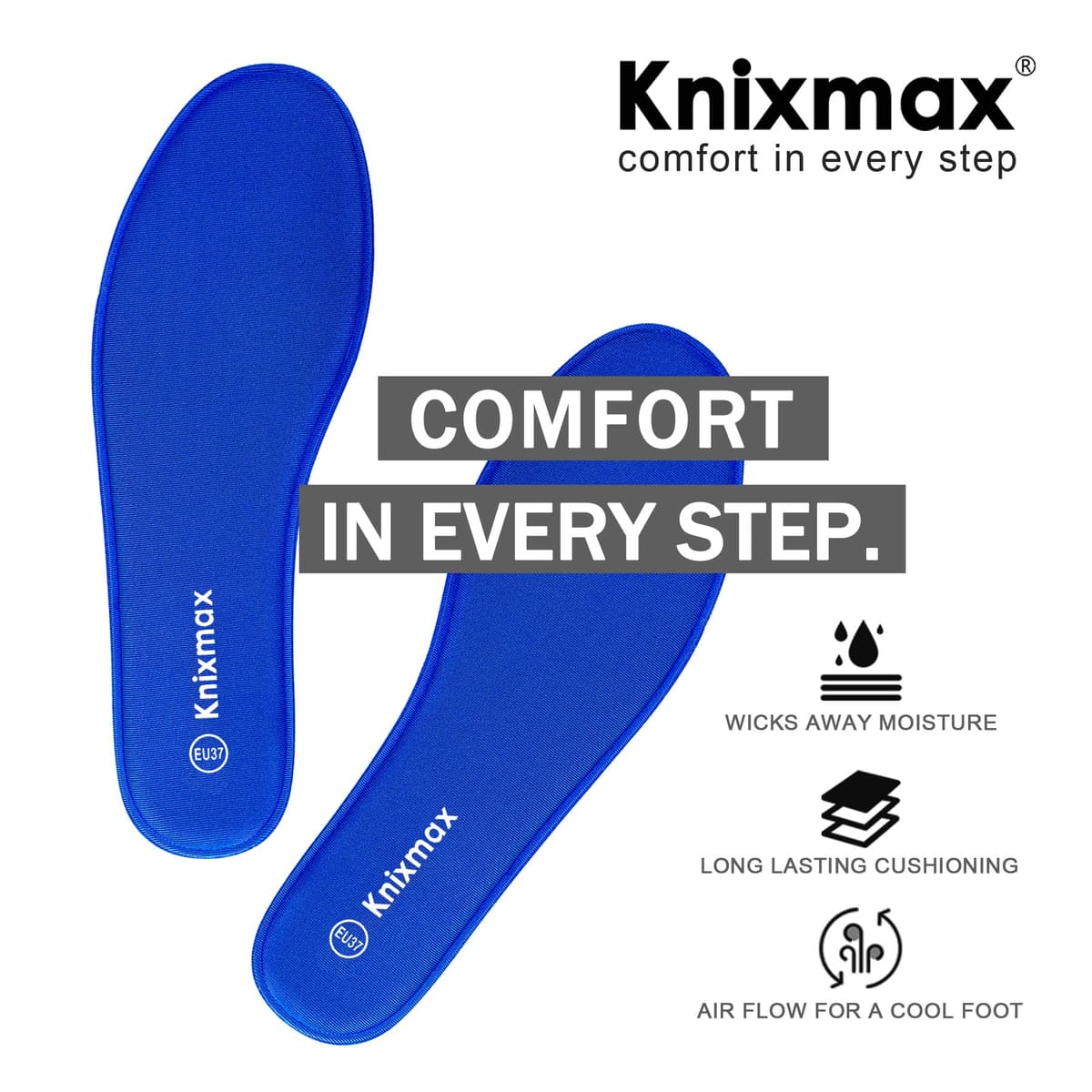 Knixmax Plantillas Memory Foam para Mujer y Hombre Comodidad Plantilla de Zapato Absorción de Impacto Amortiguación Suave Suelas Internas para Zapatillas, Botas — view 3