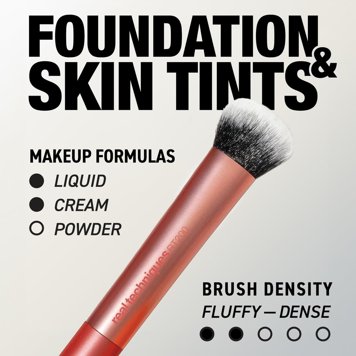 Real Techniques Expert Face Makeup Brush, For Liquid and Cream Foundation, Blush, and Bronzer, Buildable Coverage for Base Makeup, Dense, Synthetic Bristles, Vegan and Cruelty-Free, 1 Count — view 2