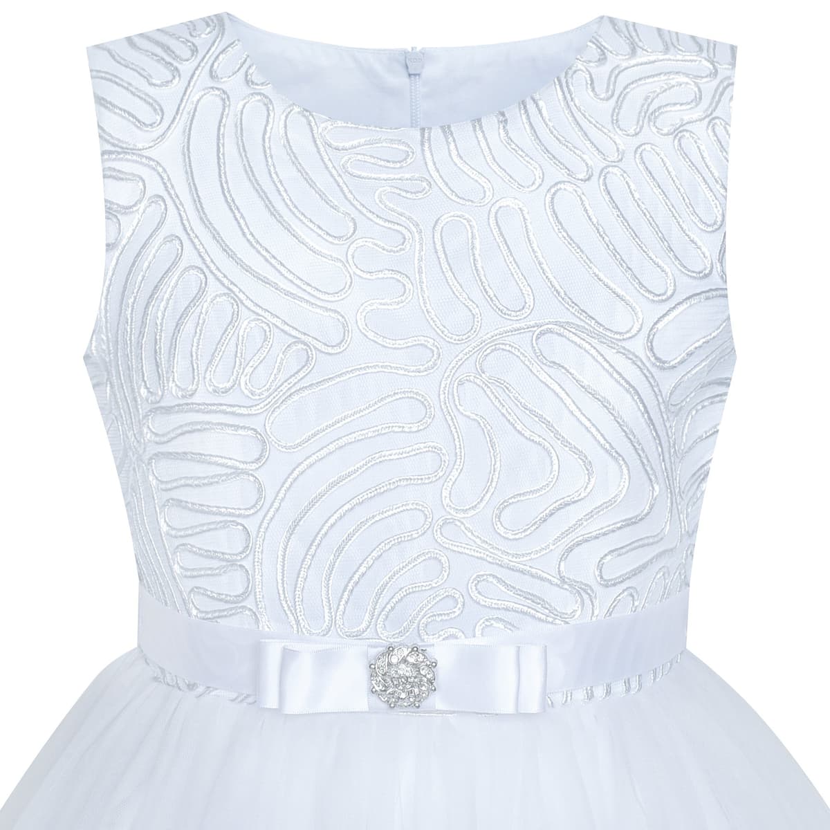 Sunny Fashion Flower Girls Dress Blue Belted Wedding Party Bridesmaid Size 4-12 — view 2