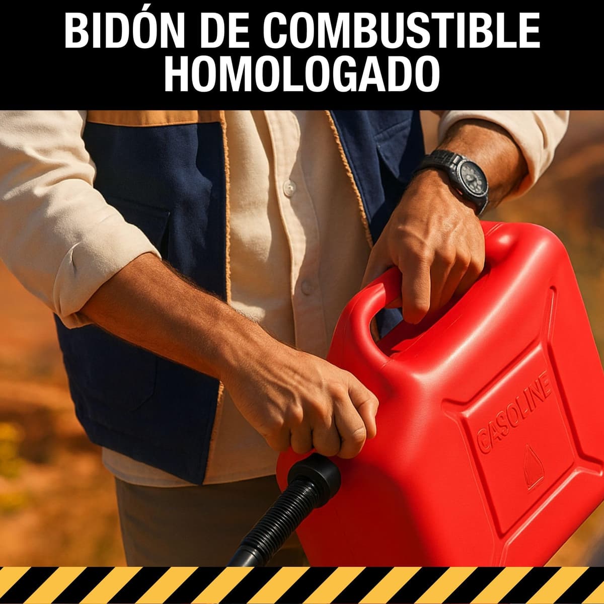 20L Petrol Canister – With Flexible Spout Funnel to Prevent Spills – With Level Visor for Easy Visibility – With Official Approval – Made of Durable and Resistant HDPE Plastic — view 6