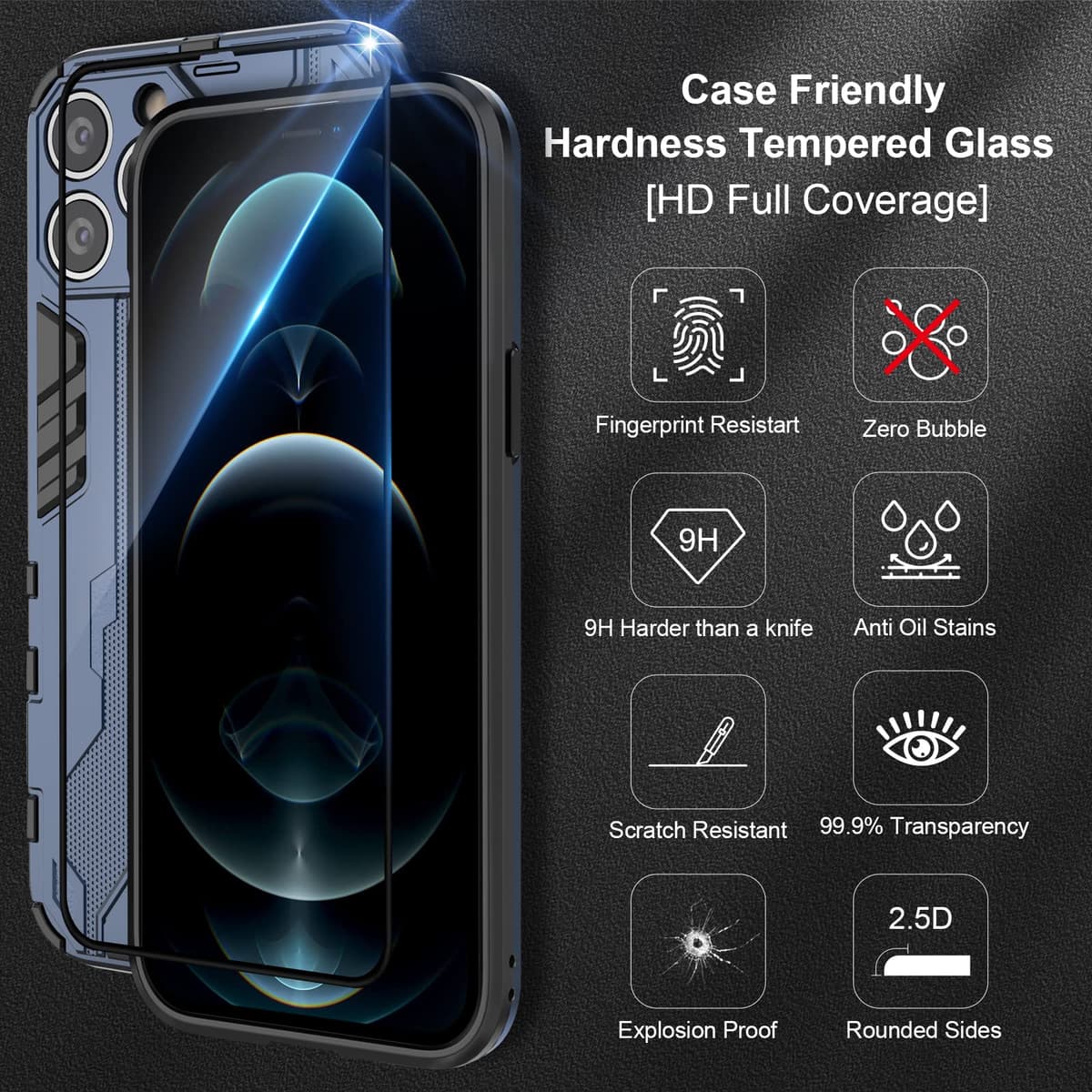 Funda para CMF Phone 2 Pro, Carcasa Antigolpes con Soporte anular metálico, Case Protectora de Grado Militar, Negro — view 1539