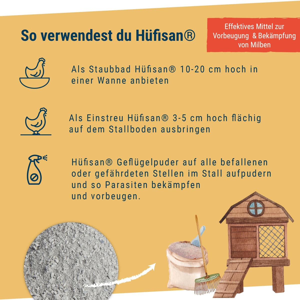 Schicker Mineral Hüfisan lecho Mineral para gallinero y baño de Polvo, Arena para gallinas y Aves, Polvo de Roca diabásica Natural, Reduce Humedad y olores, Reutilizable en Compost, Saco 25 kg — view 3
