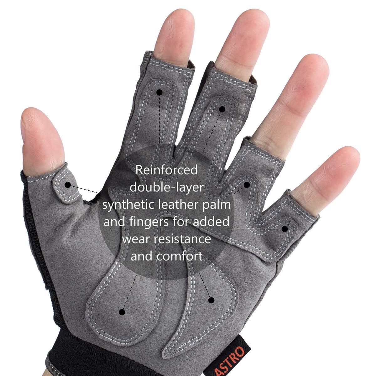 Bassdash Astro Heavy-Duty Sure Grip Guanti da Pesca Uomo Donna Guanti Senza Dita per Pesca Sportiva Kayak Paddling Vela MTB — view 5