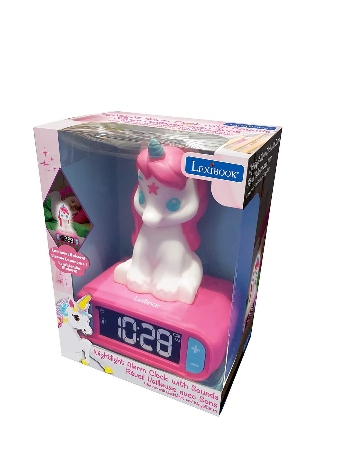 LEXIBOOK Reloj Despertador del Unicornio, Pantalla LCD Digital y luz de Noche integrada, quitamiedos niña-RL800UNI, Color Rosa (RL800UNI), Color/Modelo Surtido — view 9