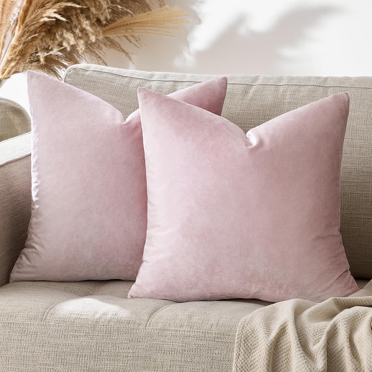 Gris Oscuro Terciopelo Almohada Cubre Caso Suave decoración Fundas de de cojín para sofá Dormitorio Coche Cama Casa Decor 30x50cm ，Pack de 2 — view 39