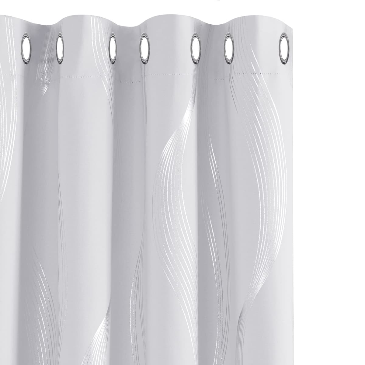Deconovo Grey Blackout Curtains for Living Room 72 Drop Silver Wave Line Foil Printed Blackout Curtains Thermal Insulated Curtains Eyelet Curtains for Baby Nursery 46 x 72 Inch Light Grey Two Panels — view 15