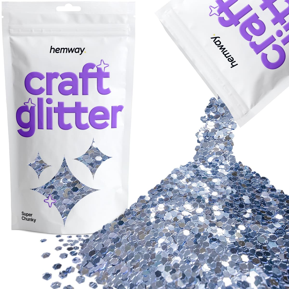 Hemway - Purpurina para manualidades, vasos, resina, epoxi, uñas, cera, álbumes de recortes, cristal, decoración de escuelas: dorado holográfico, gruesa (0,6 mm), 100 g — view 120