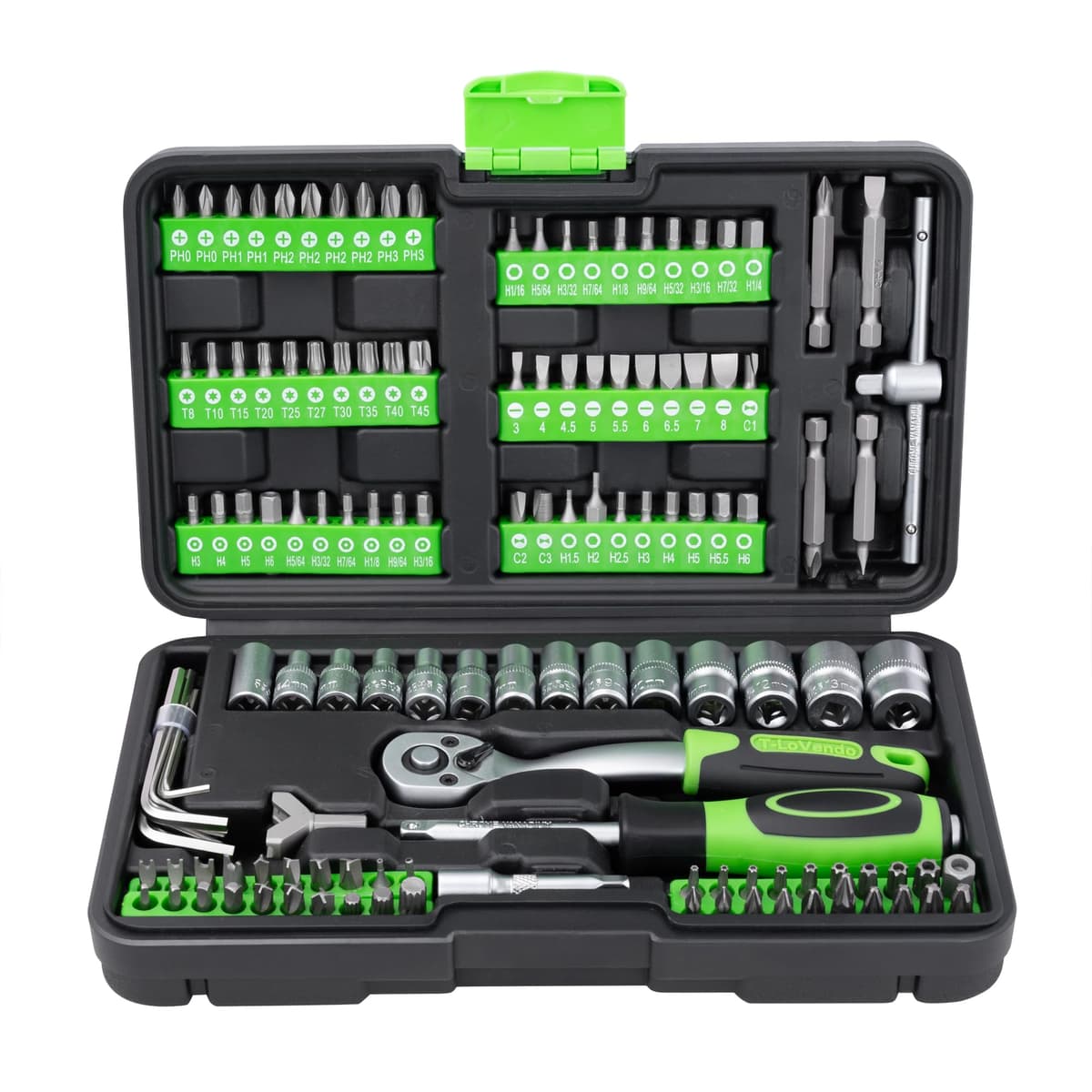 130pcs Professional Complete Tool Case | Ideal Small Size Car | With Socket Set, Screwdriver Bits and Ratchet | Chrome Vanadium — view 2