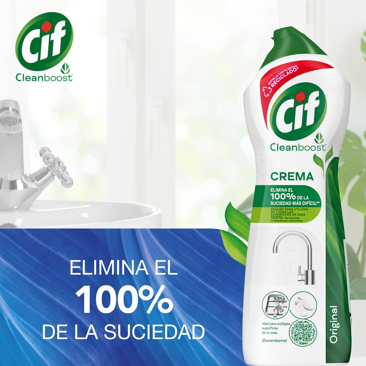 CIF Crema Original Multisuperficies, Potente Limpiador con Fórmula de Micropartículas para el Baño y Cocina, 750 ml — view 3
