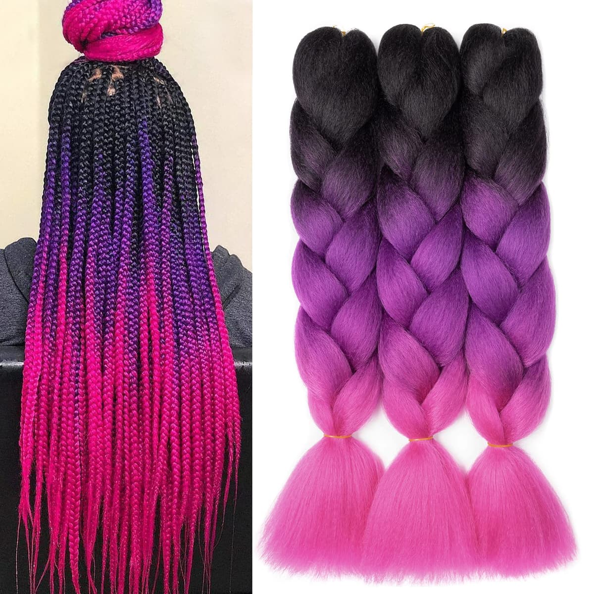 60cm Extensiones de Pelo Trenzas Africanas Castaño Oscuro Extensiones para Trenzas Africanas 1 pcs 100g Kanekalon Pelo para Trenzas Africanas Sintetico Extensiones de Trenzado Cabello Braiding — view 81