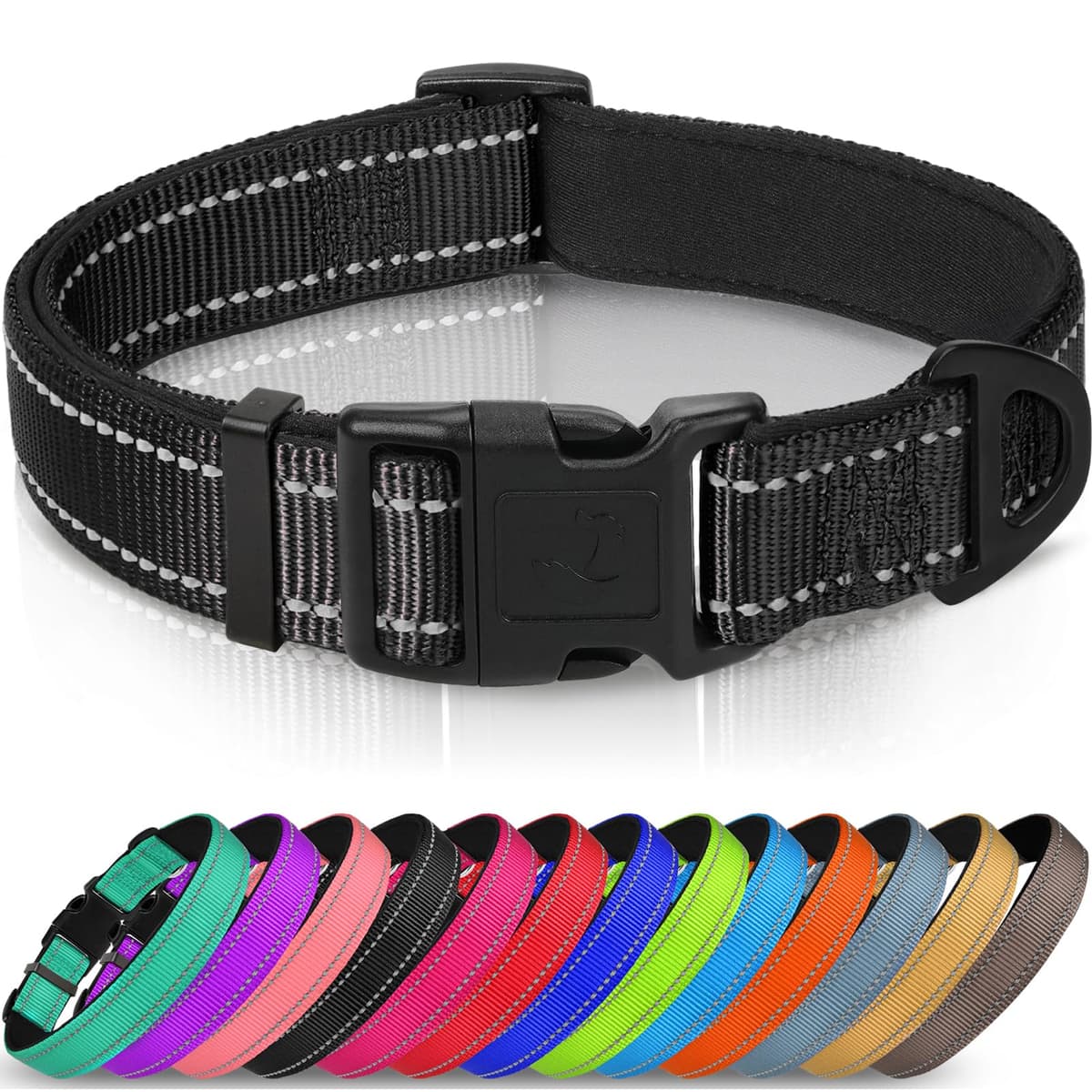 Joytale Reflective Dog Collar, Soft Neoprene Padded Breathable Nylon Pet Collar Adjustable for Extra Small and Puppy Dogs, XS, Black