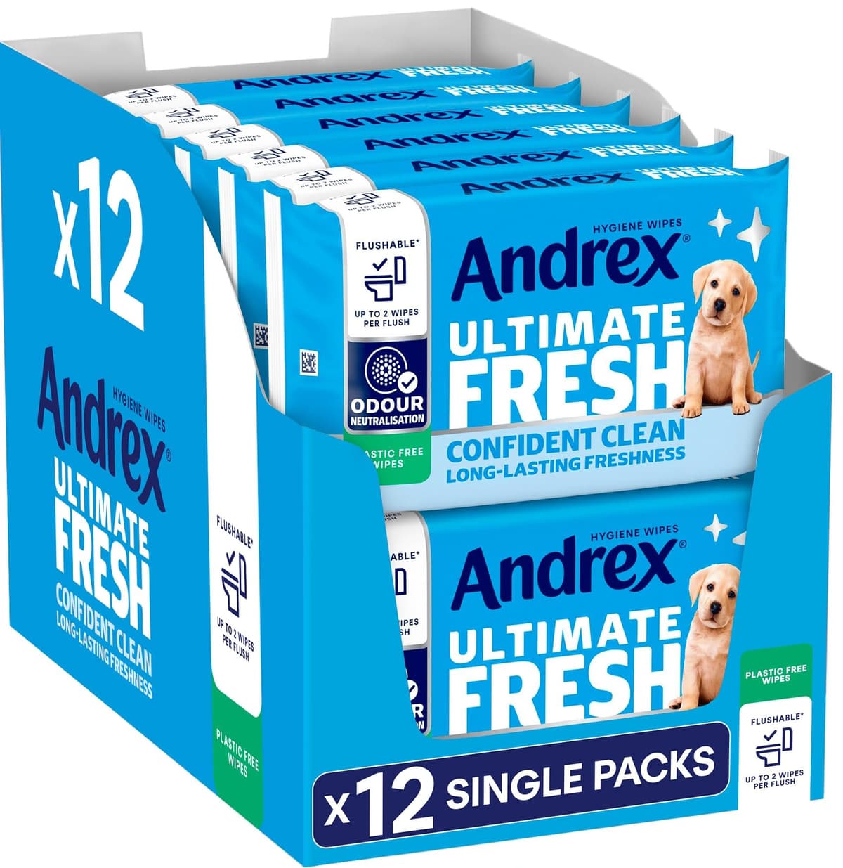 Andrex Ultimate Fresh Washlets, 12 Packs - Gentle, Biodegradable, Flushable Toilet Wipes for Everyday Hygiene, Use with Regular Toilet Roll for a Shower Fresh Clean — view 2