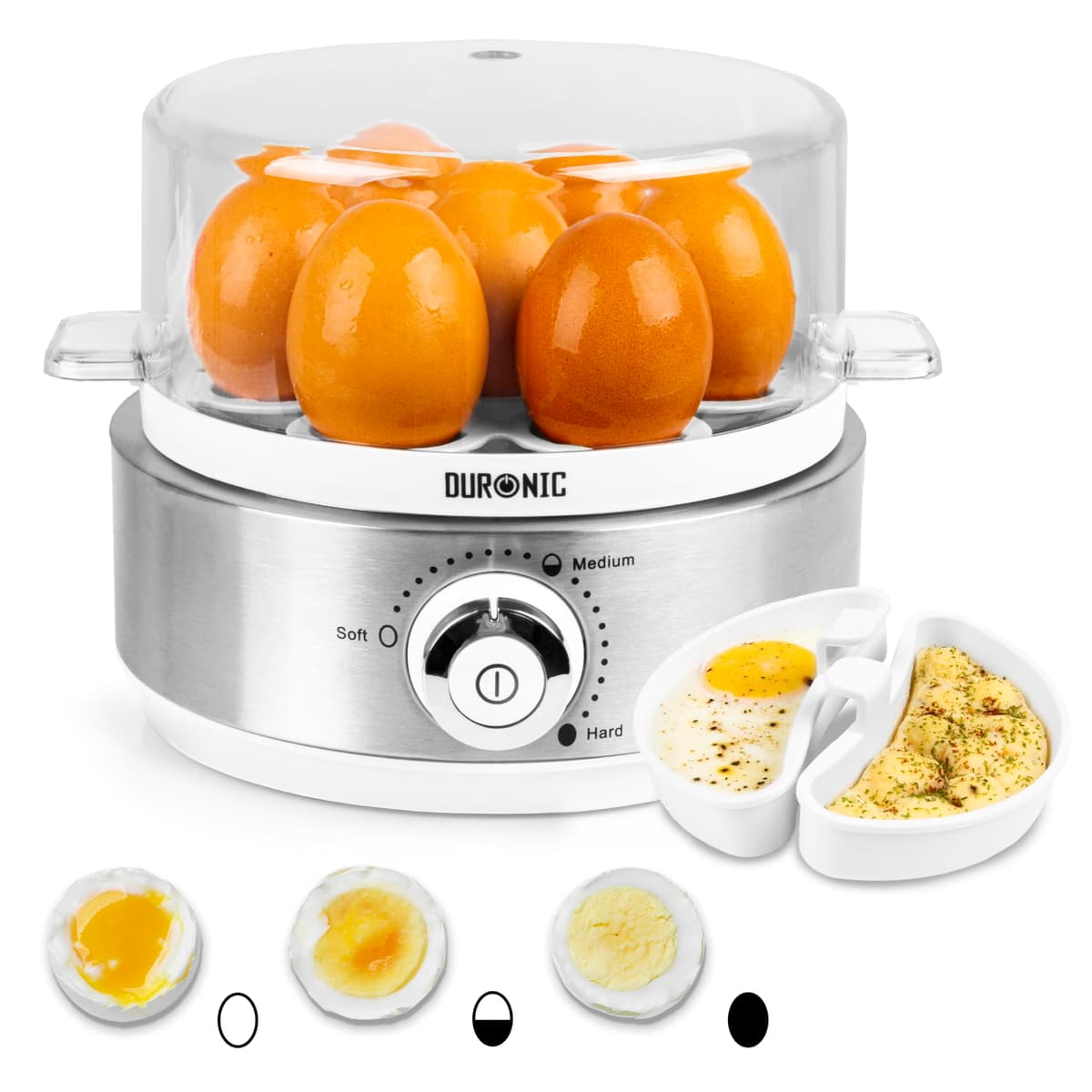 Duronic Electric Egg Boiler EB40 BK, Steamer for Eggs, Egg Cooking Machine, Automatic Egg Boiler Electronic Egg Poacher Machine for 7 Soft, Medium & Hard Boiled Eggs — view 13