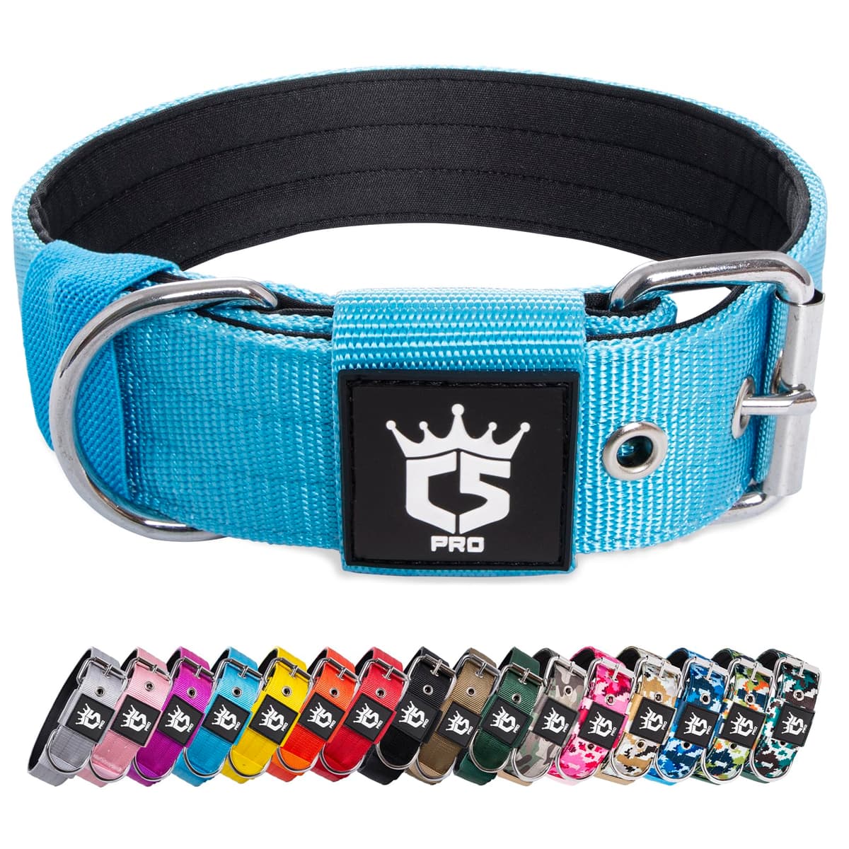 TSPRO Collar Táctico para Perros Ajustable, Collares con Broche de Metal Robusto, de 3,8 cm de Ancho, Duradero y Cómodo para Perros Medianos y Grandes (Negro M) — view 18