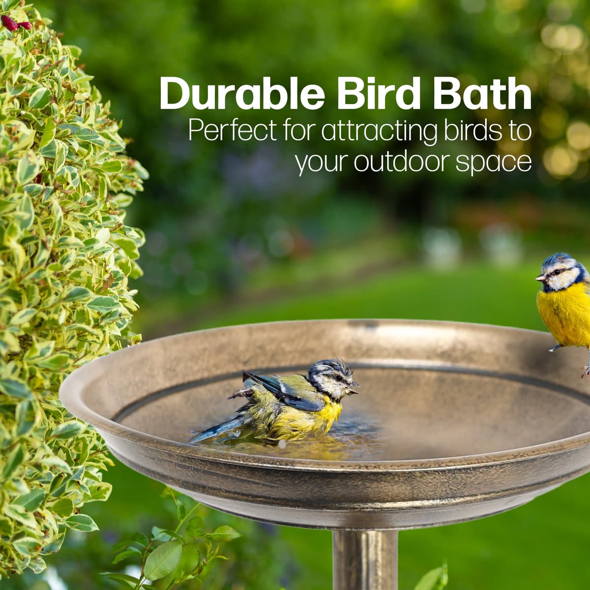 DIVCHI Bird Bath for Garden Freestanding Birdbaths Wild Birds Baths Feeder Bowl Pedestal Birdbath for Outdoors Patio Yard & Lawn Décor (Bronze Classic Bird Bath) — view 2