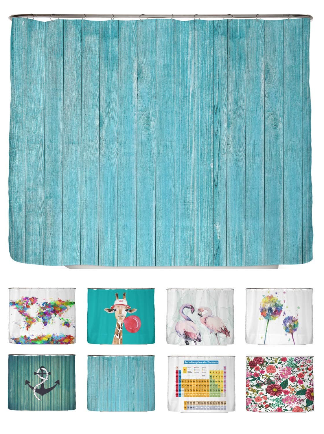arteneur® - Cortina de Ducha 180x200 - Cortina de Baño Antimoho de Tela, Impermeable, Lavable y Opaco con Dobladillo Ponderado y Anillas (Tabla Periódica Española) — view 112