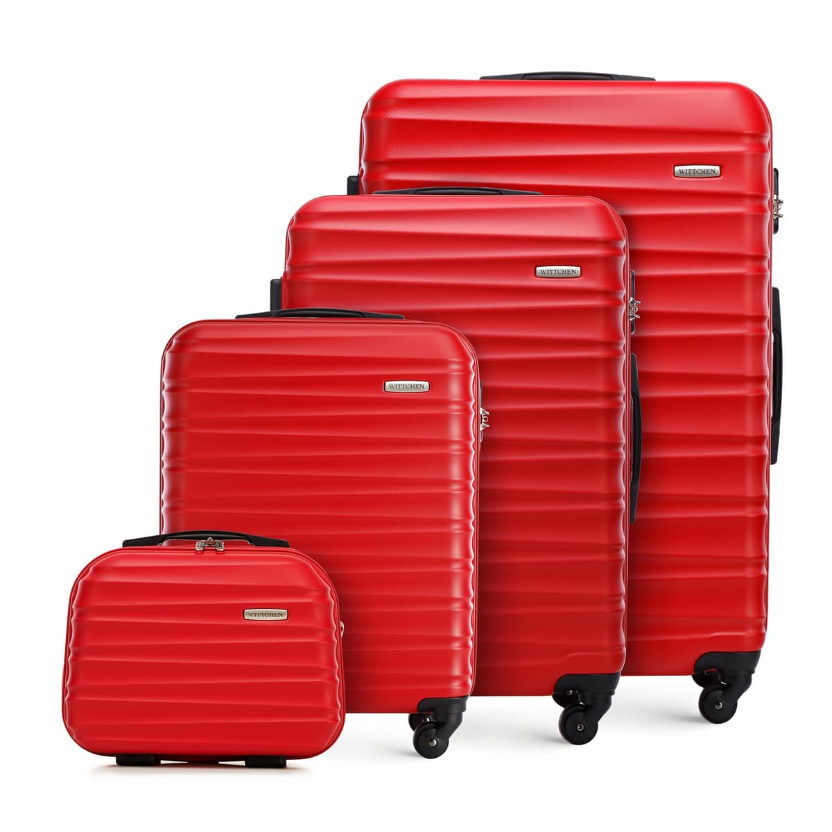 WITTCHEN Maleta Grande Trolley ABS rígido para facturación con 4 Ruedas giratorias Cerradura de combinación asa telescópica Groove Line Negro Ryanair/Vueling/Iberia/easyJet/Iberia Express — view 61