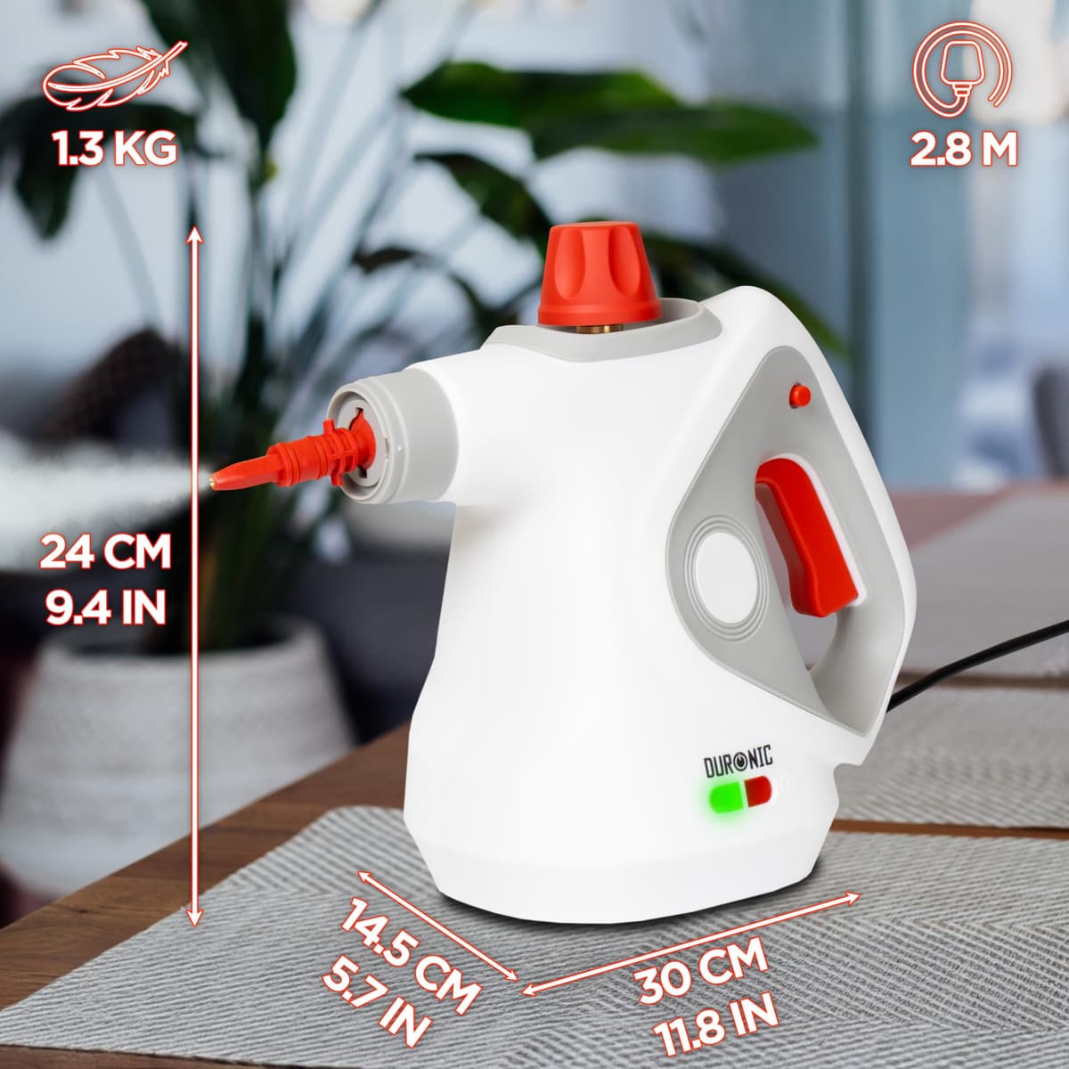 Duronic SC32 WE Limpiador de Vapor de Mano 1050W - Limpiador Vapor Portátil Multifunción Depósito 350 ml para Sofá Tejidos Juntas Ducha Horno Fregadero Ventanas Espejos Limpieza sin Químicos — view 2