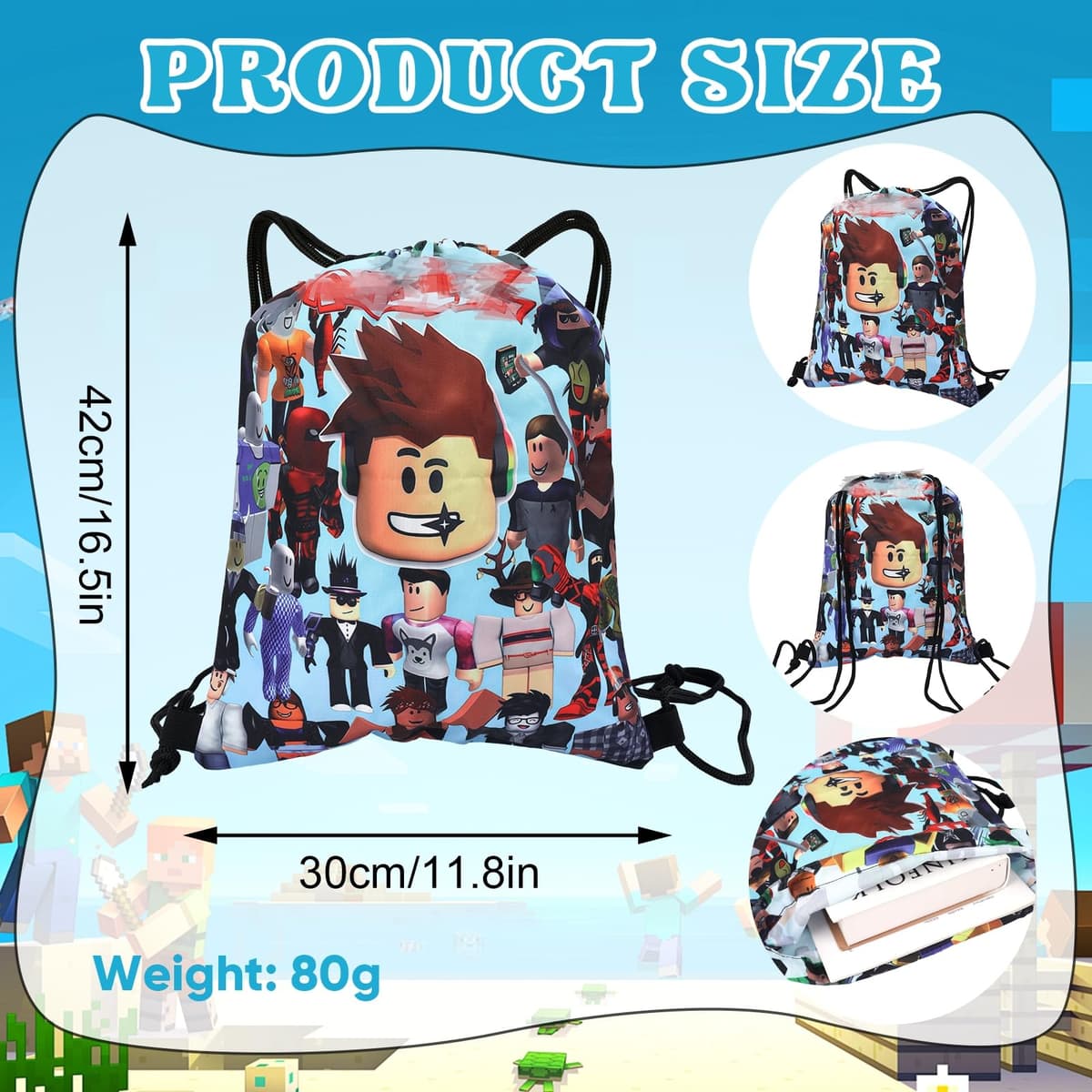 Gamer Drawstring Bags, Swimming Bags for Kids, Waterproof Gym Bag for Kids Adults Teenagers School Sports Travel — view 2
