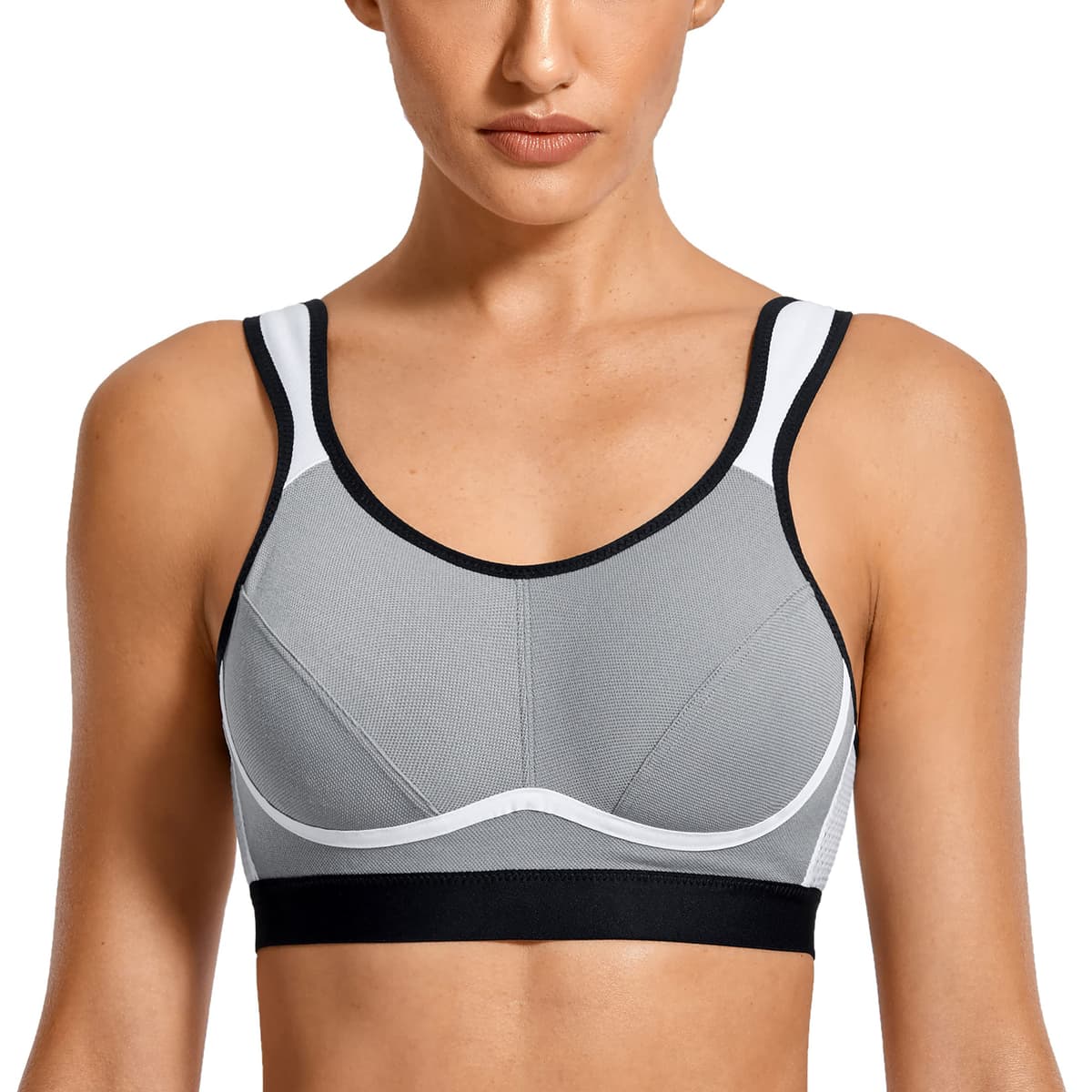 SYROKAN Women's Comfort Sports Bra High Impact for Large Breasts Wireless Stretch Support Bounce Control — view 9