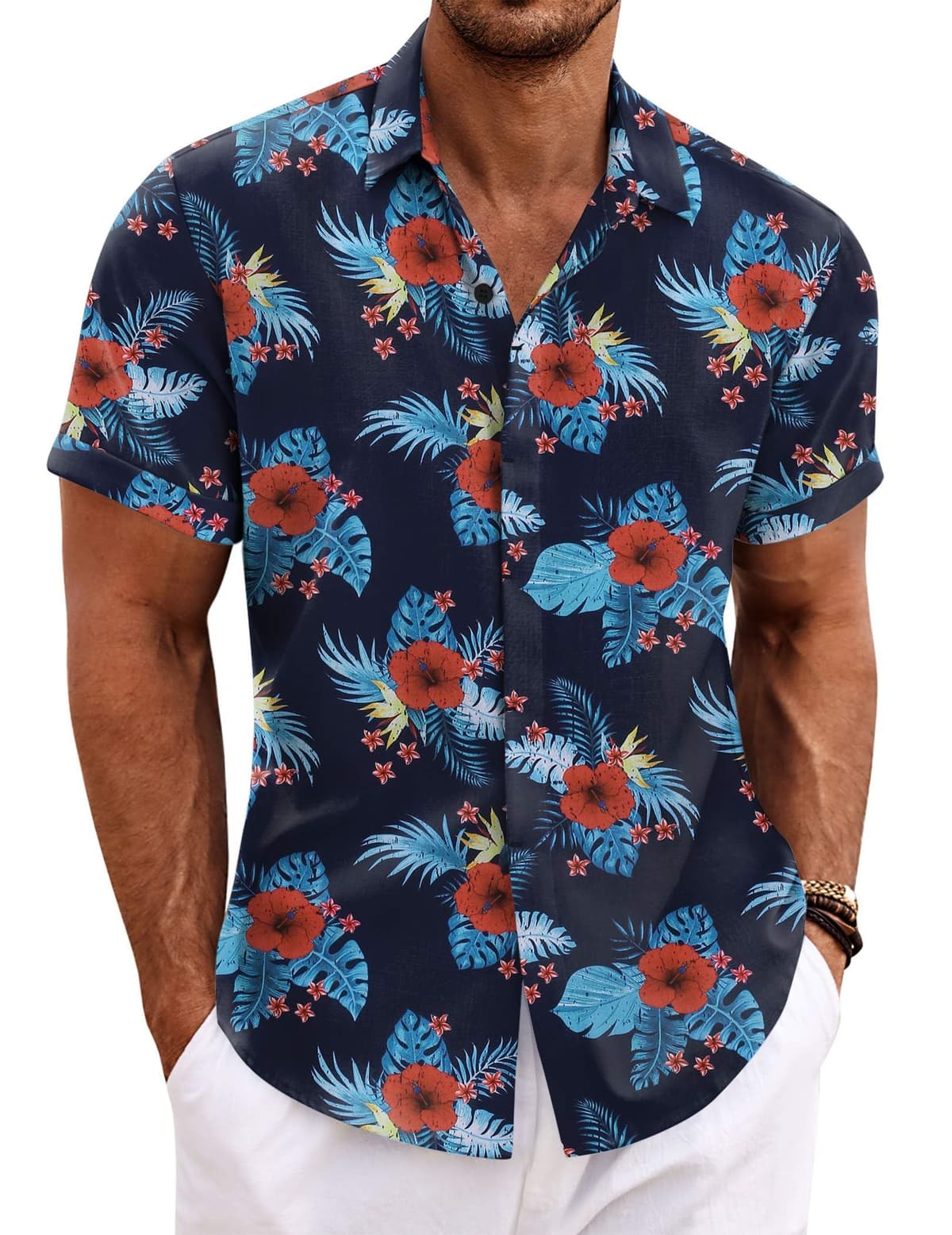 COOFANDY Men's Linen Shirts Short Sleeve Casual Shirts Button Down Shirt for Men Beach Summer Wedding Shirt — view 24