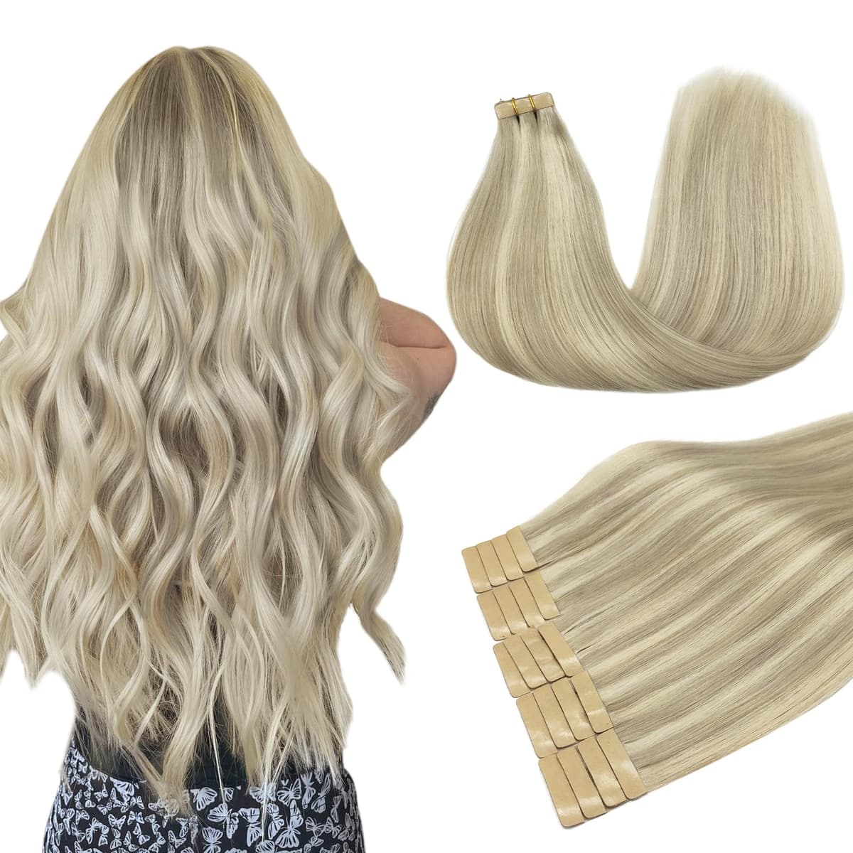 DOORES Tape in Hair Extensions Human Hair, Balayage Dark Brown to Chestnut Brown 50g 20pcs 18 Inch, Human Hair Extensions Natural Remy Straight Skin Weft — view 46