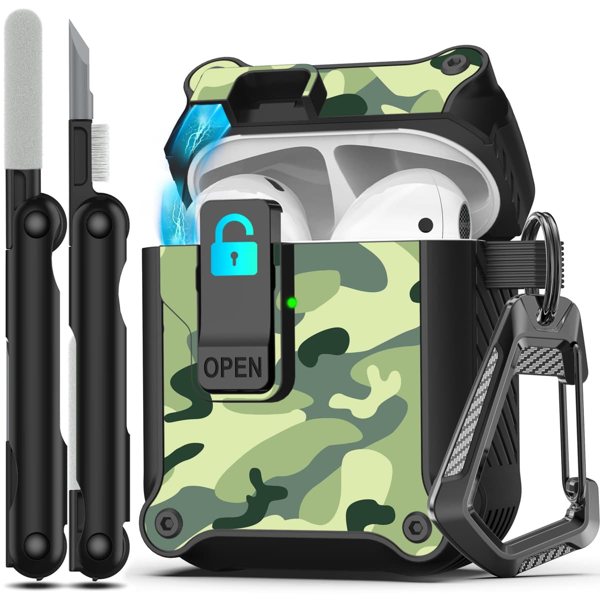 RFUNGUANGO Compatible con Airpods 4 Estuche (2024) con Kit de Limpieza, Clip de Bloqueo Seguro y Estuche de Protección a Prueba de Golpes para Airpods 4ta Generación Lanzamiento 2024,Cielo Estrellado — view 55