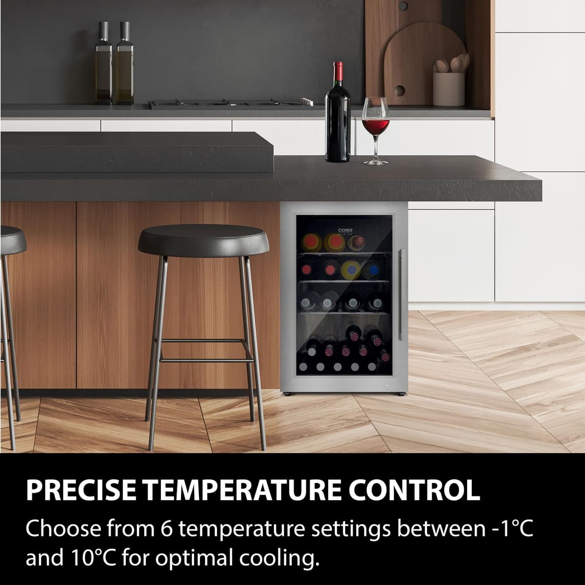 Caso Design Indoor & Outdoor Drinks Cooler Refridgerator, Stainless Steel, Left-Hand Door — view 3