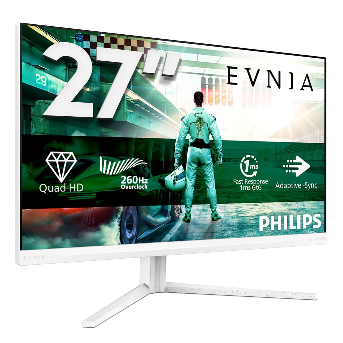 Philips Evnia 27M2C5201L - Monitor Curvo para Juegos FHD de 27 Pulgadas, 180 Hz, 1 ms GtG, FreeSync Premium, AmbiGlow (1920 x 1080, 2 HDMI 2.0, 1 DP 1.4) Blanco — view 10