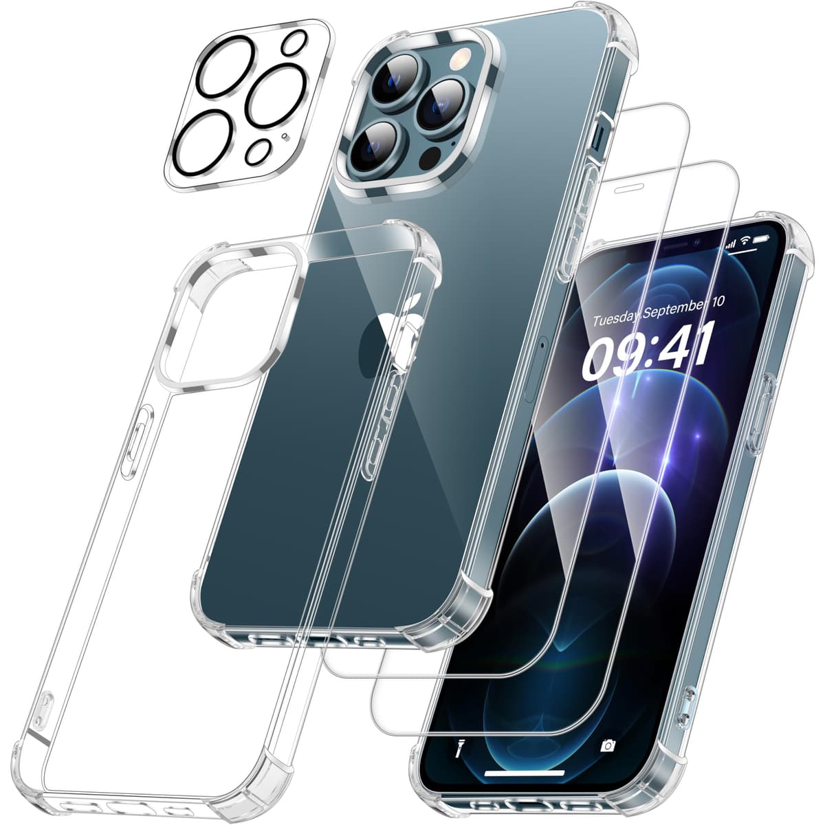 FLLAO 4 en 1 Funda para iPhone 15 con 2 Protector Pantalla y 1 Protector Lente Cámara, [Almohadilla de Aire integrada] Antigolpes Antiarañazos Carcasa 6,1 Pulgadas, Transparente — view 79