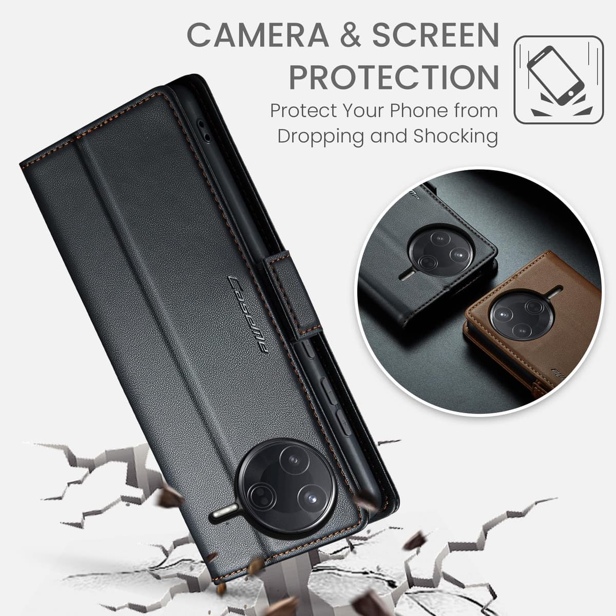 Funda para Xiaomi Poco F7 Pro, Funda de Cierre Magnético, Cartera de Cuero PU con [Bloqueo RFID], Soporte, Ranura para Tarjetas, Carcasa de Libro, Case para Xiaomi Poco F7 Pro, Negro — view 6
