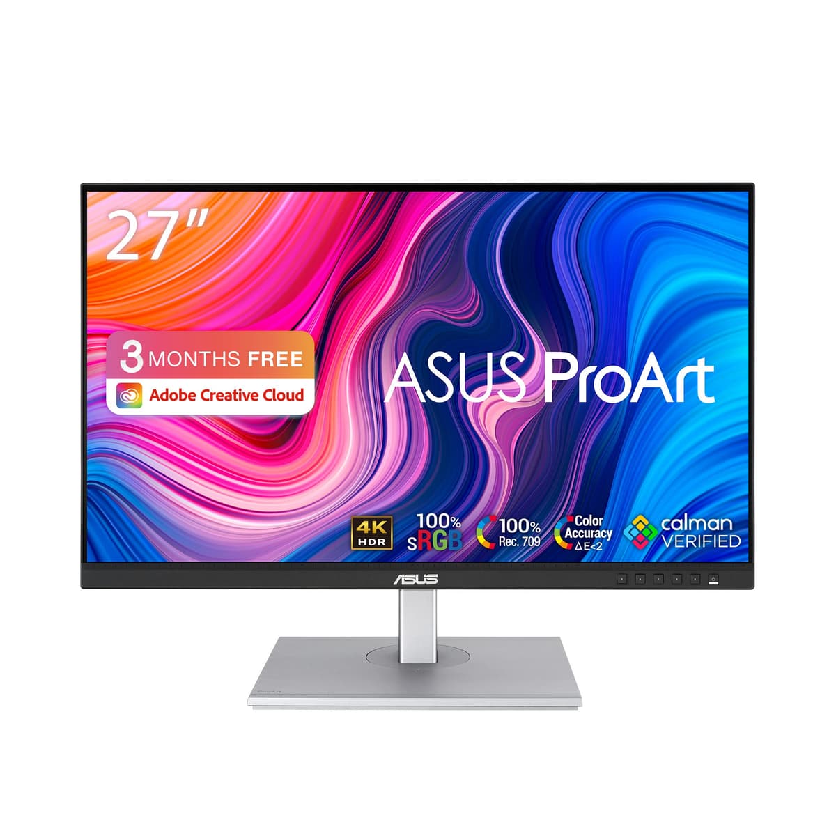 ASUS ProArt Display PA279CV Professional Monitor - 27", IPS, 4K UHD (3840x2160), 100% sRGB/Rec. 709, colour Accuracy ΔE < 2, Calman Verified, USB-C, ProArt Preset, ProArt Palette, Ergonomic Stand
