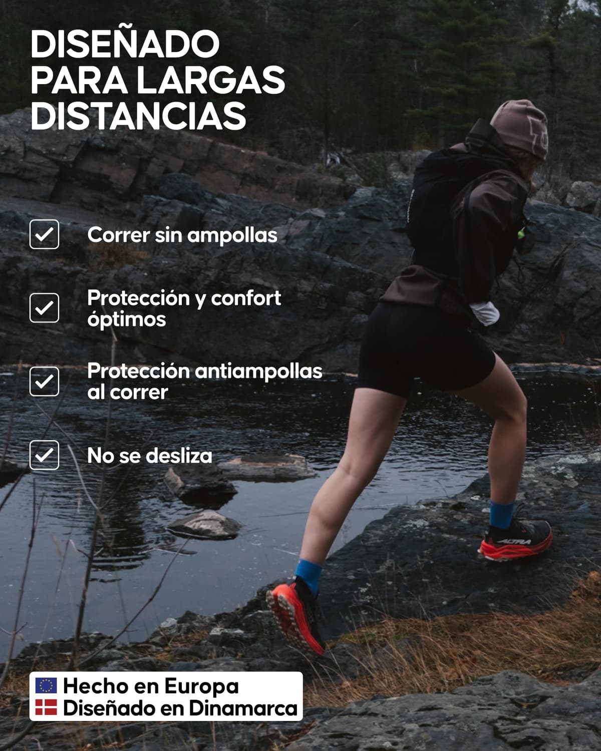 DANISH ENDURANCE Calcetines de Running Unisex, Antideslizantes, Calcetines Antiampollas para Hombre y Mujer, 3 Pack — view 3