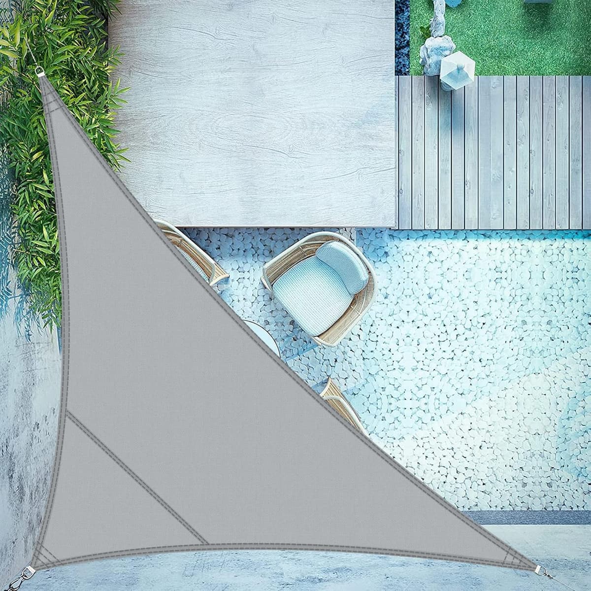 LOVE STORY Toldo Vela de Sombra Impermeable Triangular 3x3x3m Protección Rayos UV PES Toldos para Patio, Exterior Terrazas, Jardín, Balcon (Crema) — view 45