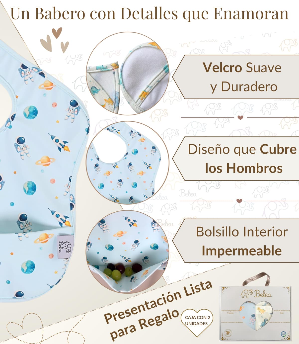 Pack 2 Baberos Bebe Impermeables Sin Mangas BLW 6 Meses a 5 Años Bolsillo Recogemigas Babete Impermeável Babero Infantil Sin BPA Regalo Baby Shower Cumpleaños Bebé — view 5