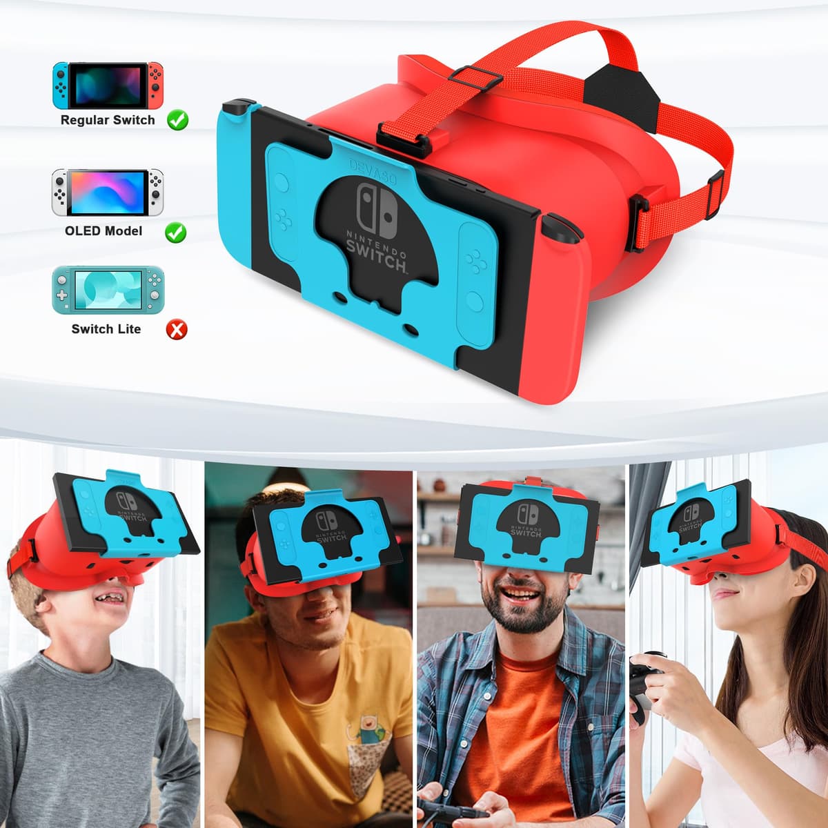 Auriculares VR para Nintendo Switch y modelo OLED mejorado, gafas de realidad virtual VR con lentes HD ajustables, cómoda correa para la cabeza, gafas 3D para Nintendo Switch OLED VR Games Cool Stuff — view 2