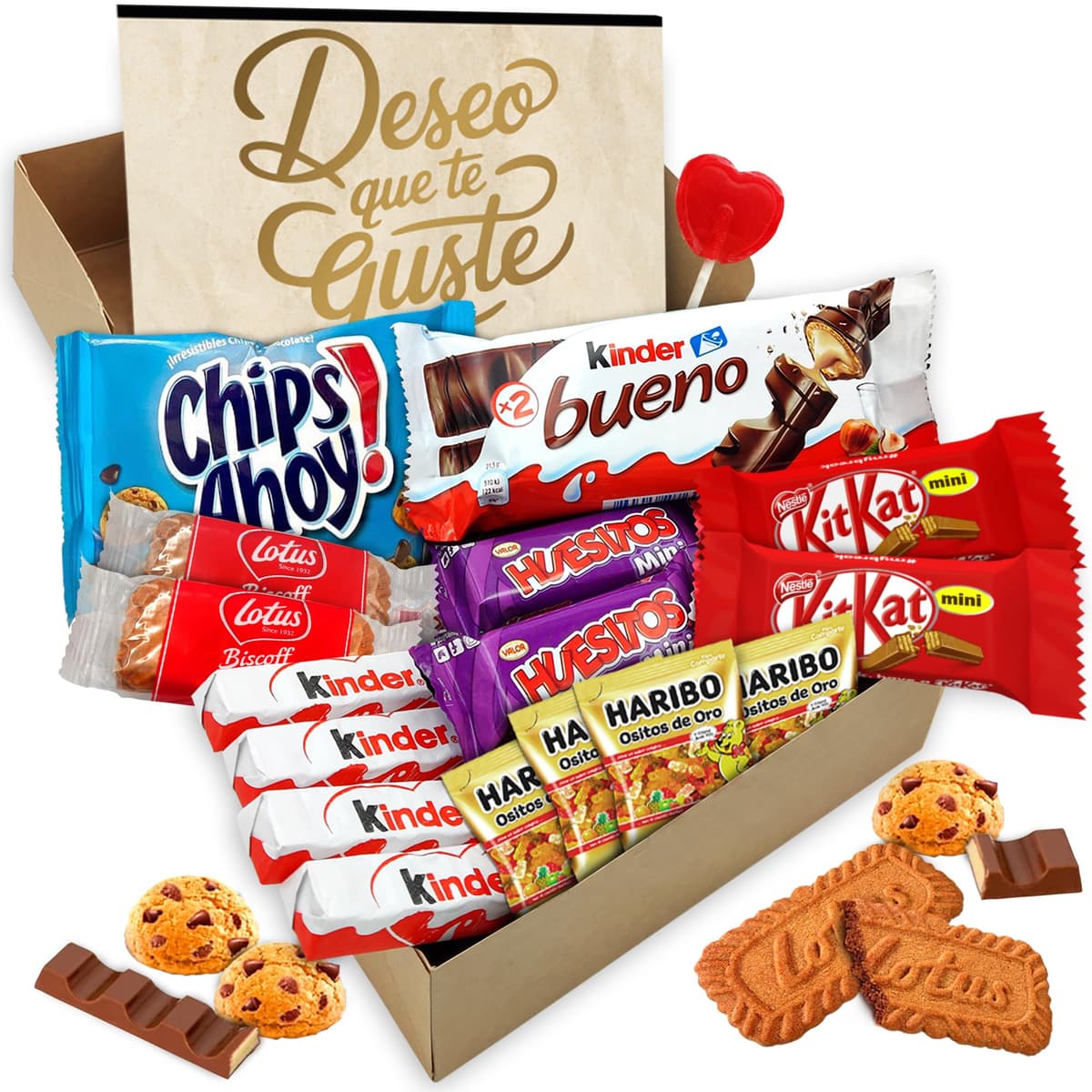Cajita para Regalo con Chocolate Kinder Bueno, Bombones en forma de Corazon Rellenos, Kit Kat, Huesitos, Gominolas, y Mucho Más · Día de la Madre · Con Tarjeta y Texto Personalizada — view 8