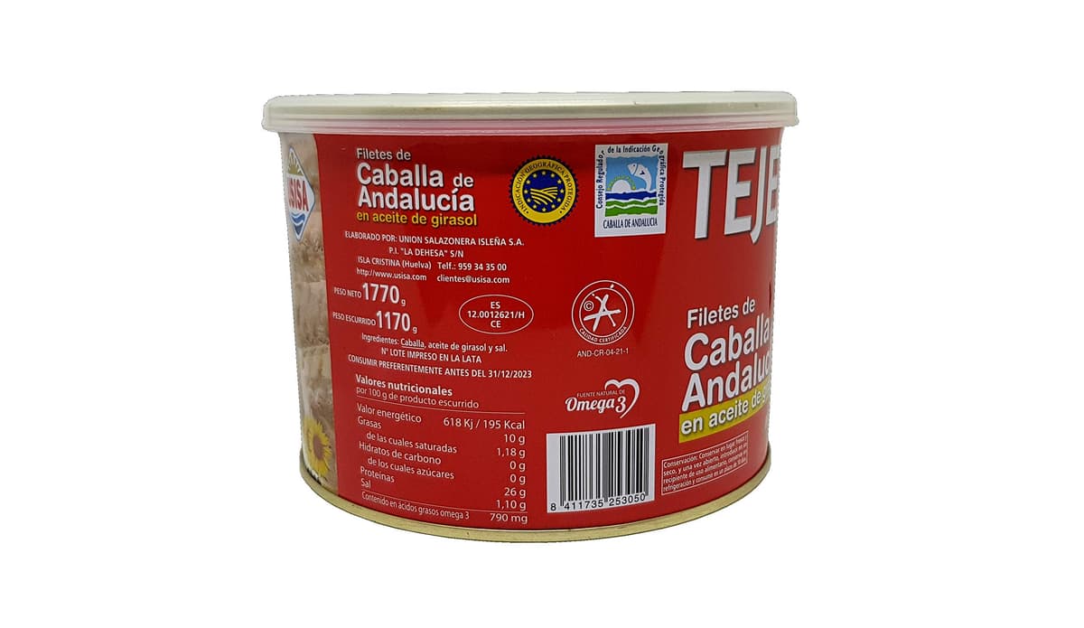 Filetes de Caballa en Aceite Girasol - 1 Lata x 1170 g - TEJERO - Conserva de Pescado — view 3