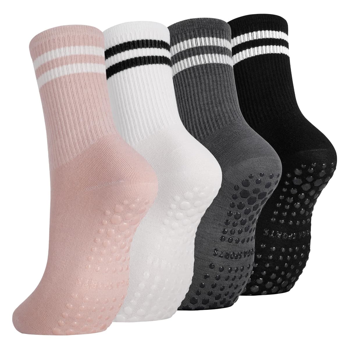 Zuimei Yoga Grip Socks Women, Non Slip Pilates Socks Grippy Socks Ladies Mid-Calf Grip Socks for Ballet Dance Workout Fitness Running