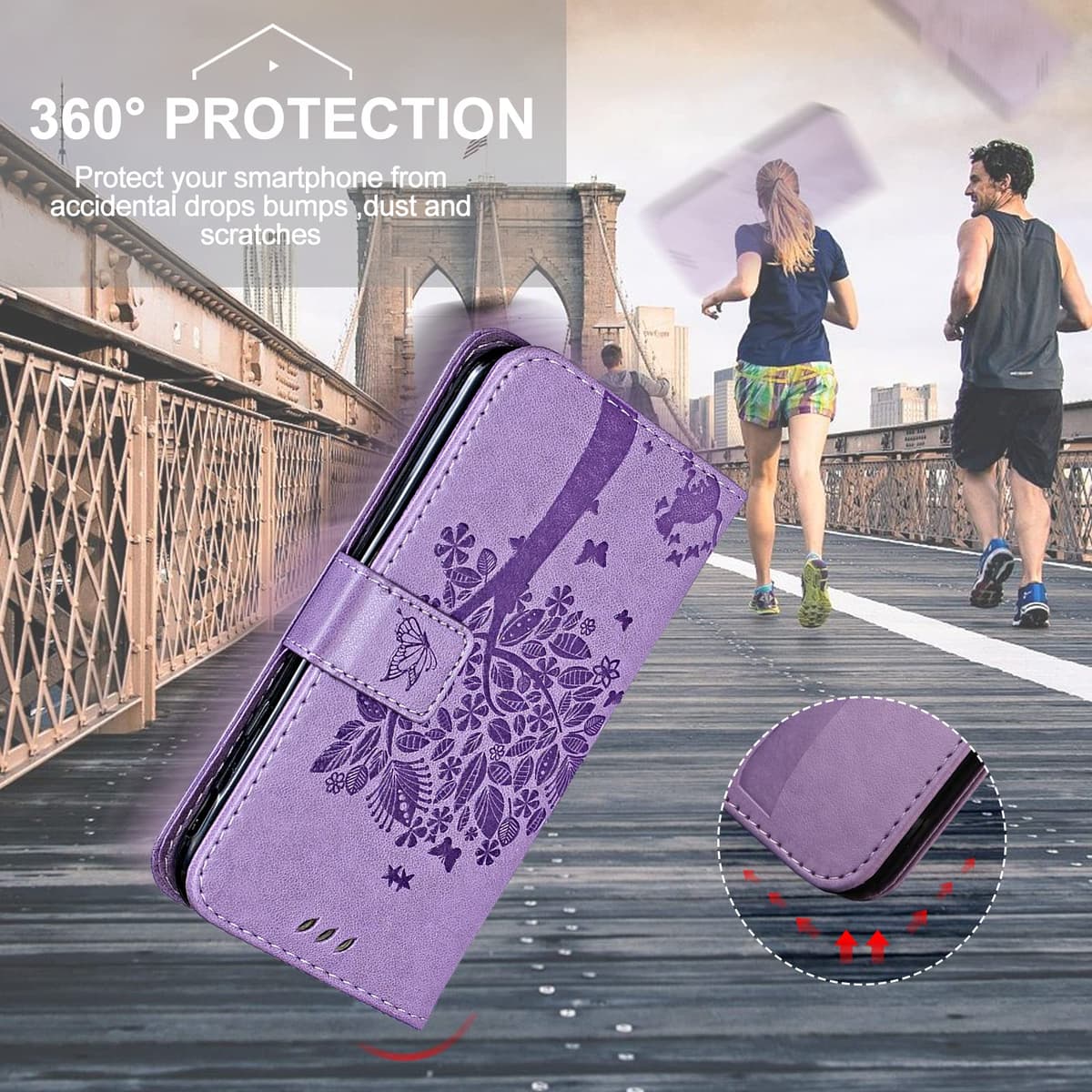 Funda para Samsung Galaxy A23 5G/4G / M13 4G / M23 5G, Funda Tapa Libro Movil de Cuero PU, Ranura para Tarjeta Plegable Billetera Carcasa para Samsung A23 / M13 4G / M23 5G (Lavanda) — view 6