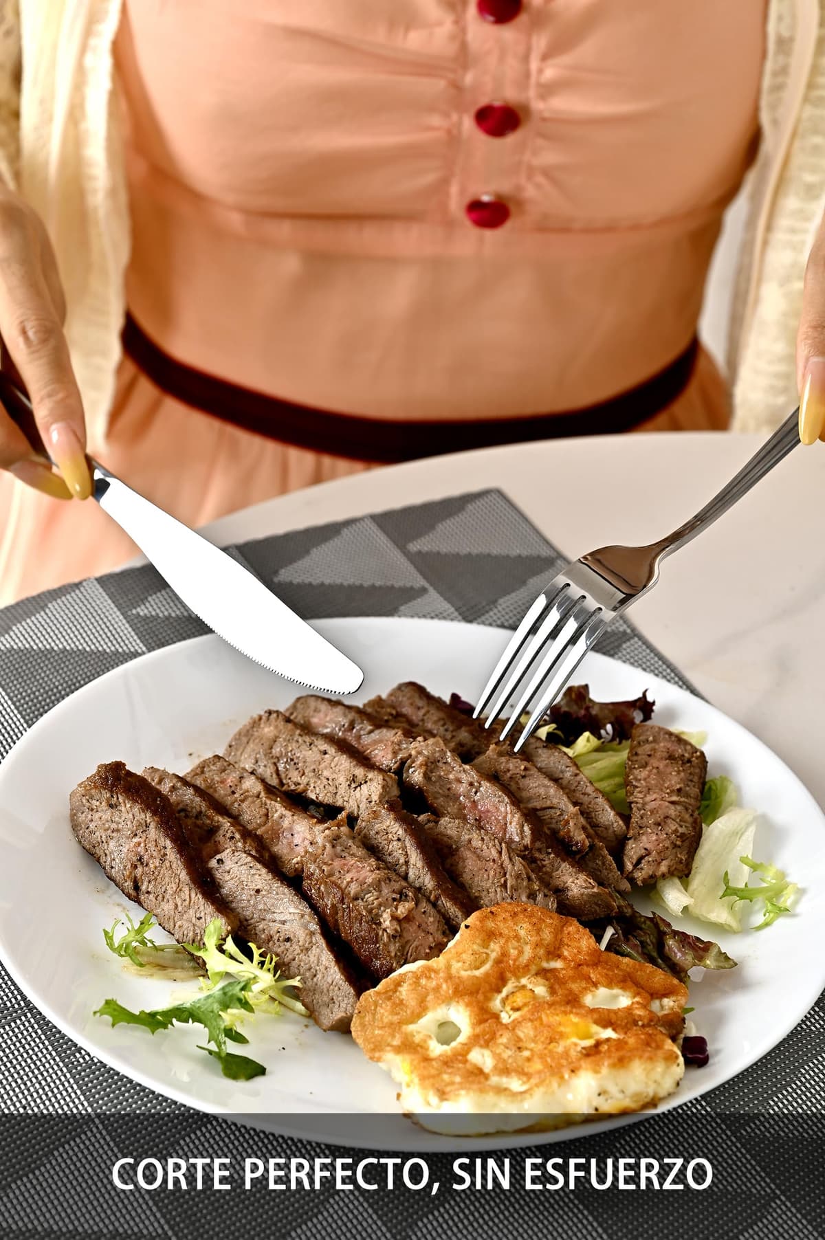Cubiertos Acero Inoxidable 36 Piezas - Juego de Cubiertos para 6 Personas Cubertería Completa con Cuchillos de Carne, Cuchillos de Mesa, Tenedores y Cucharas - Diseño Moderno Apto Lavavajillas — view 6