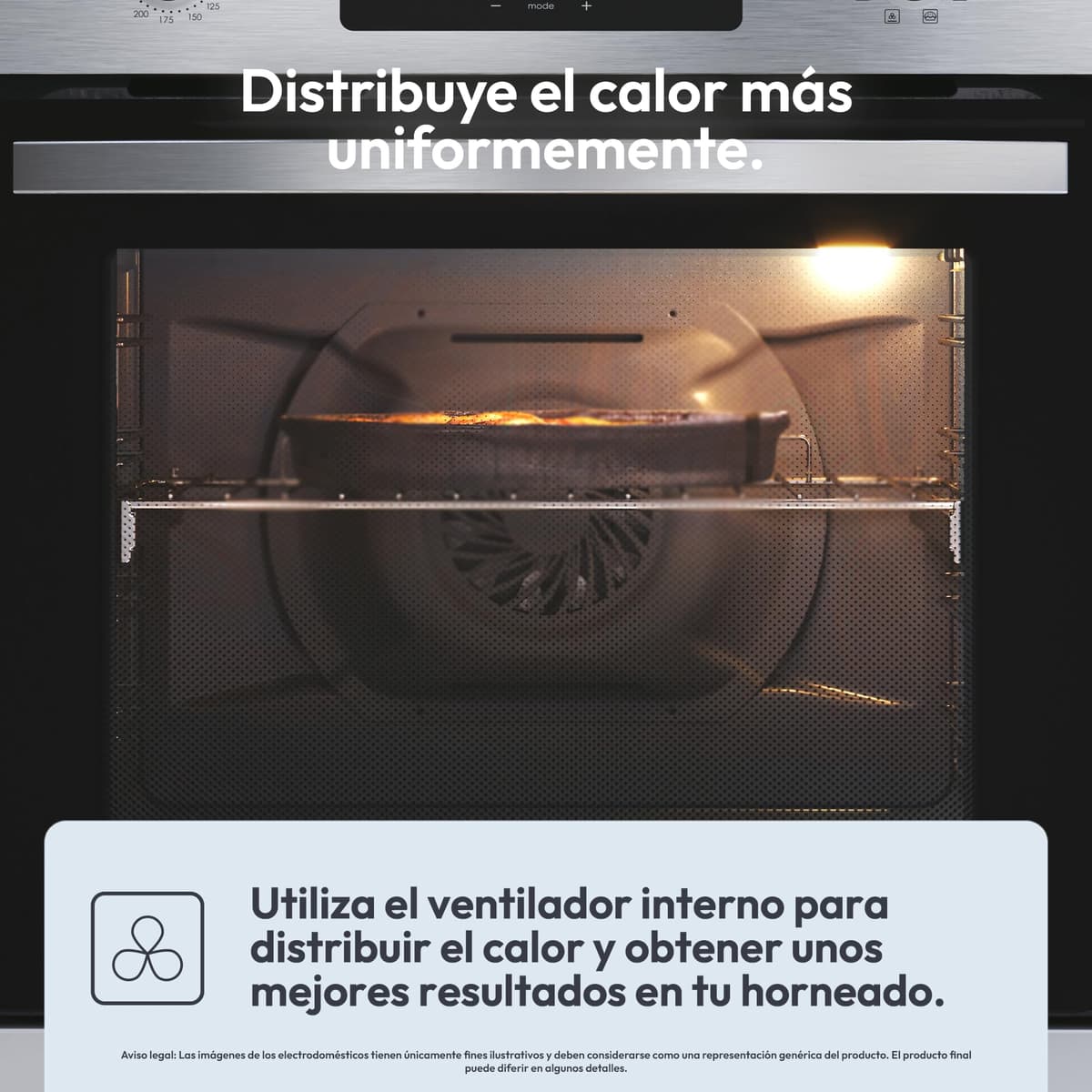 Candy FIDCP X625 L, Horno Multifunción, 70L, Bandeja y Rejilla, Limpieza Aquactiva, Convección + Ventilador radial, 8 Funciones, Display Timer Touch, Mandos Push&Pull, Puerta 2 Cristales, Inox y Negro — view 3