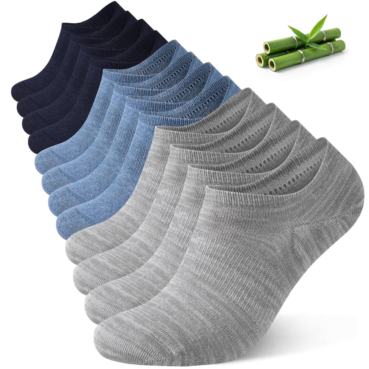 Niorasen Calcetines Invisibles Hombre y Mujer de Bambú 6 Pares, Pinkies Unisex Transpirables con Silicona Antideslizante, Calcetines Bajos para Zapatillas y Mocasines, Talla 35-50 — view 14