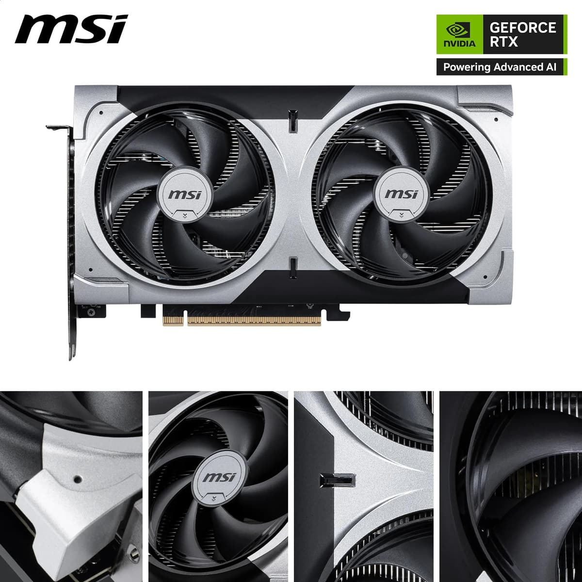 MSI GeForce RTX 5060 Ti 8G VENTUS 2X OC PLUS Graphics Card - RTX 5060 Ti GPU, 8GB GDDR7 (28Gbps/128-bit), PCIe 5.0 - DUAL-Fan Thermal Design (2 x STORMFORCE FAN) - HDMI 2.1b, DisplayPort 2.1b — view 2