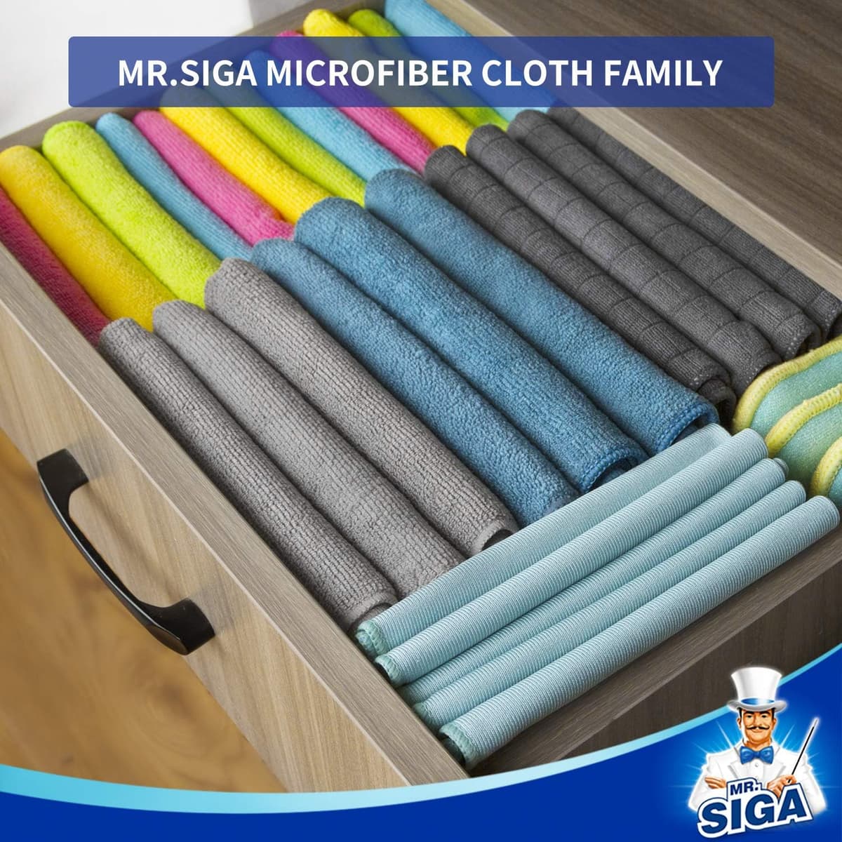 MR.SIGA Microfiber Cleaning Cloth,Pack of 12, Size:32 x 32 cm 32 x 32 cm Assorted — view 2