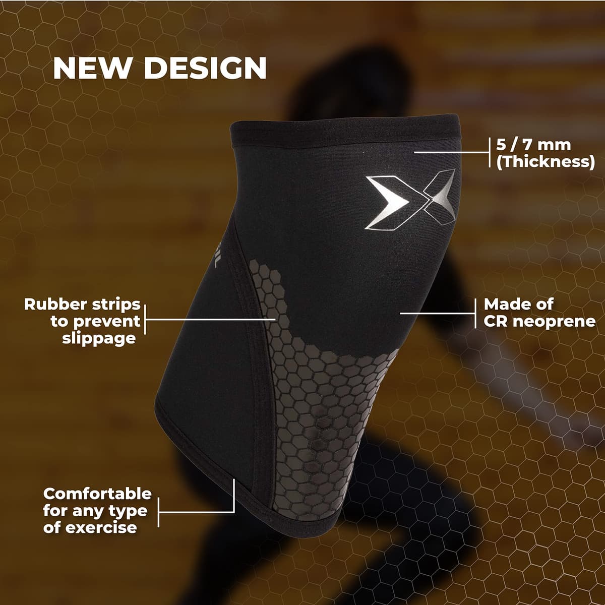 PICSIL - Rodilleras Hex Tech para Cross training y Powerlifting | Soporte Neopreno 5/7mm | Protección Tendón Rotuliano | Estabilidad Entrenamiento | — view 3