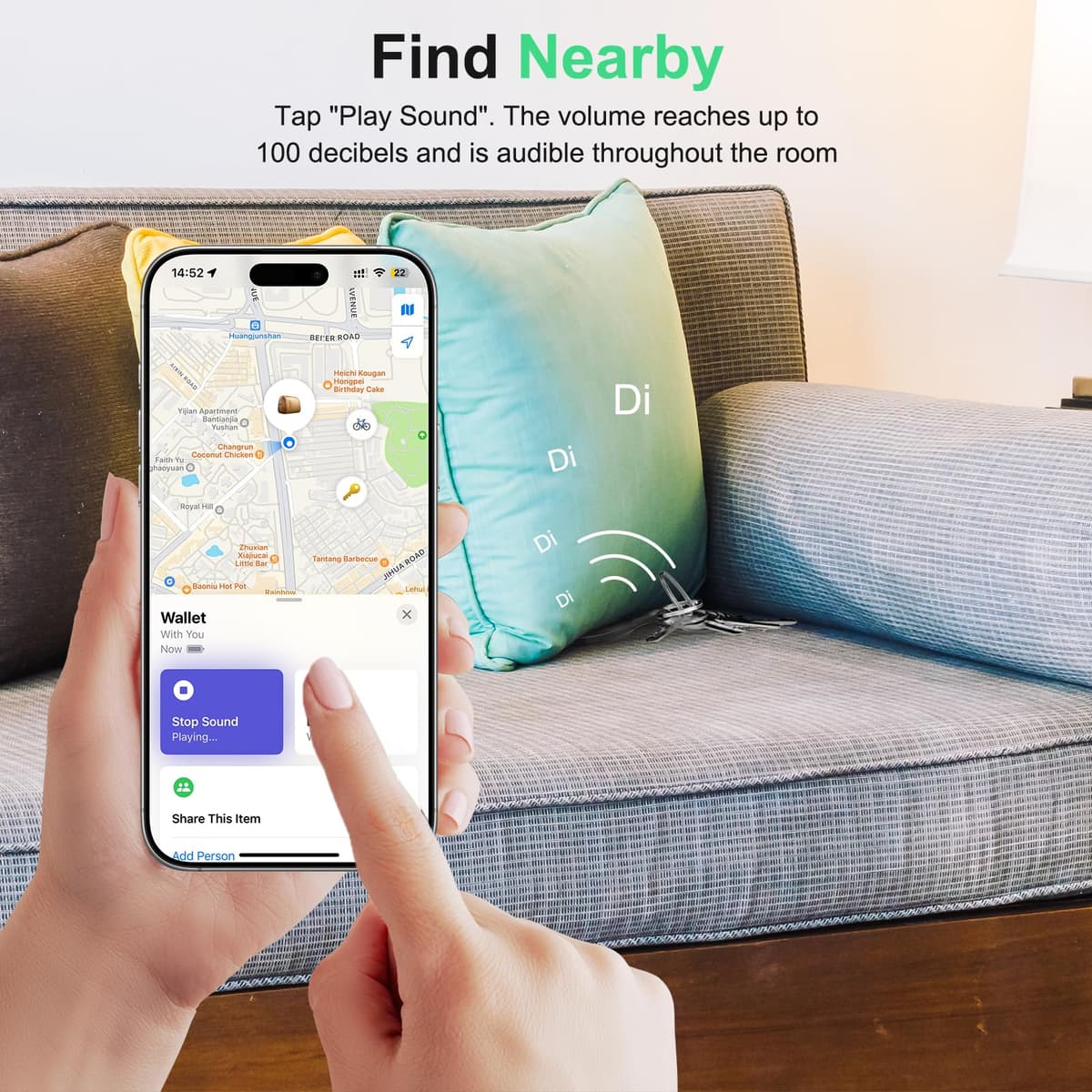 Air Tracker Tag Works with Apple Find My (iOS Only) Includes Replaceable Battery, Bluetooth Smart Item Locator Key Finder for Keys, Luggage, Wallet, Car, Bicycle (4-Pack-Black) — view 3